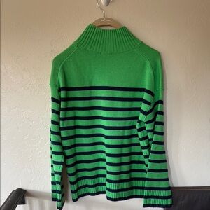 Green and Black Striped Women's Sweater